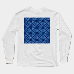 Geometric Flower Petal Pattern (Blue Shades) Long Sleeve T-Shirt